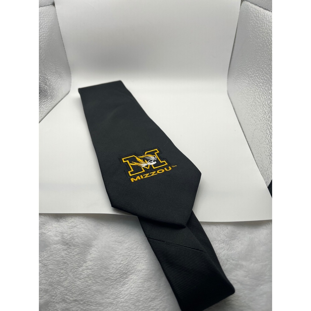 College Classics Mizzou University of Missouri Tigers Black Silk Necktie Logo